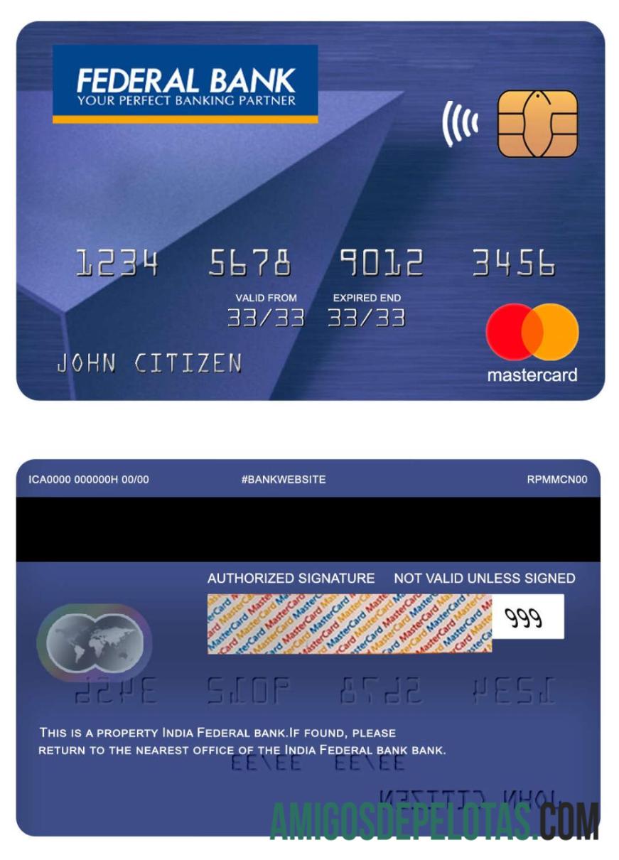 India Federal Bank Mastercard exemplo real